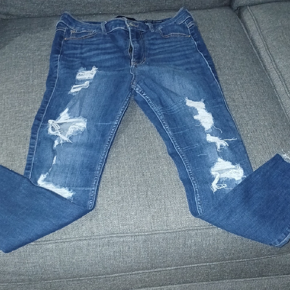Hollister Ripped Blue Skinny Jeans